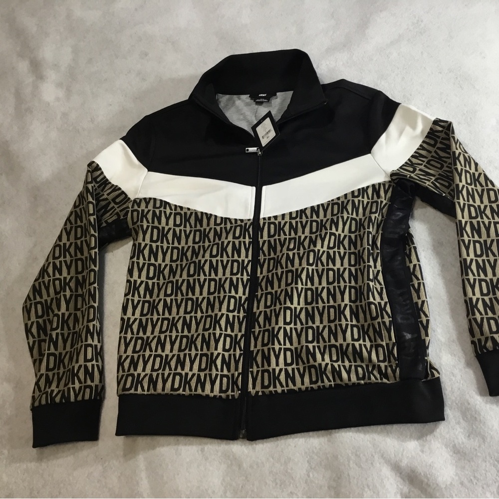 DKNY Colorblock Logo Track Zip-Up Jacket SZ Medium NWT
